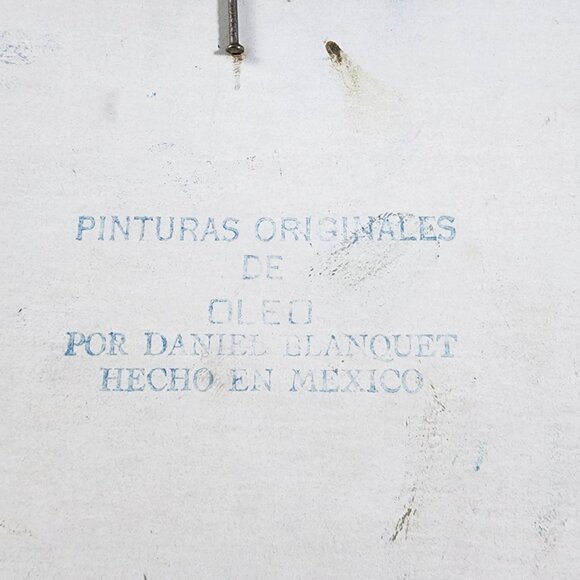 Vintage Daniel Blanquet Mexican Miniature Oil Painting Cliff Diver Ocean Sunset - Picture 5 of 5